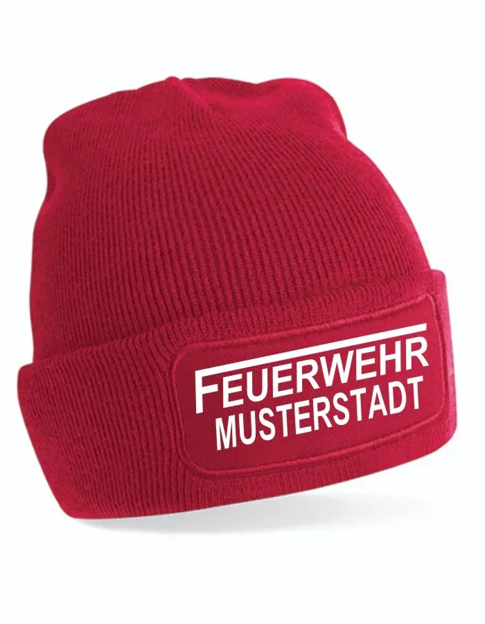 Feuerwehr Strickmütze rot