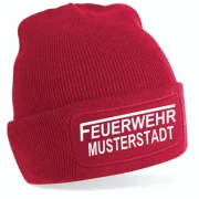Feuerwehr Strickmütze rot